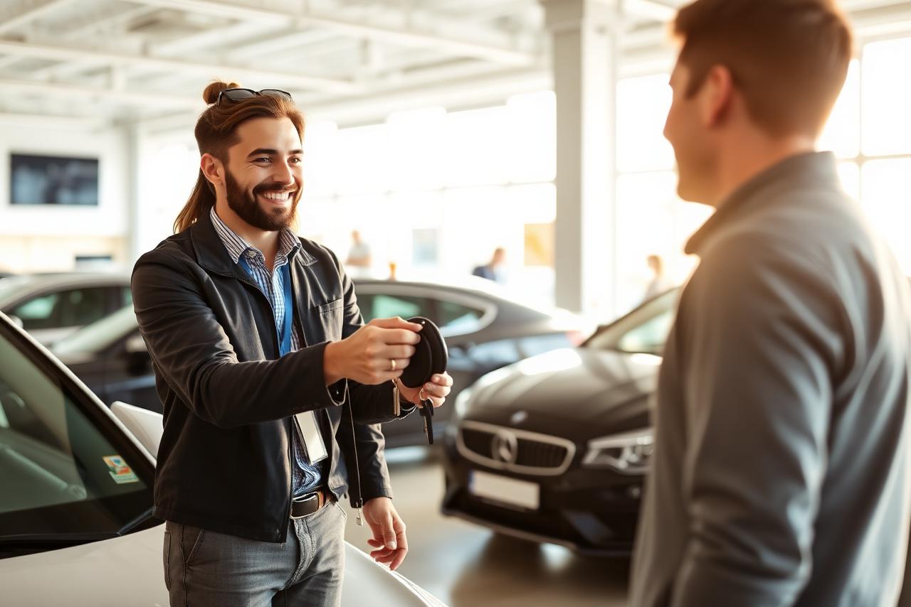 Customer receiving keys at Auto Wholesale Direct Inc in Edmonton